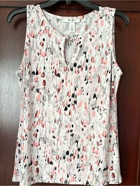 White House Black Market Pink and Gray Abstract Keyhole Tank